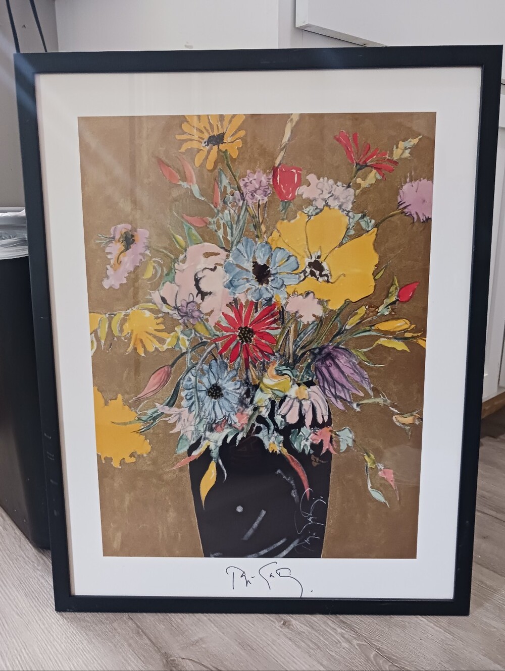 Vintage 1997 hand-signed "Bouquet" by artist Ramon Santiago 1987 floral Print